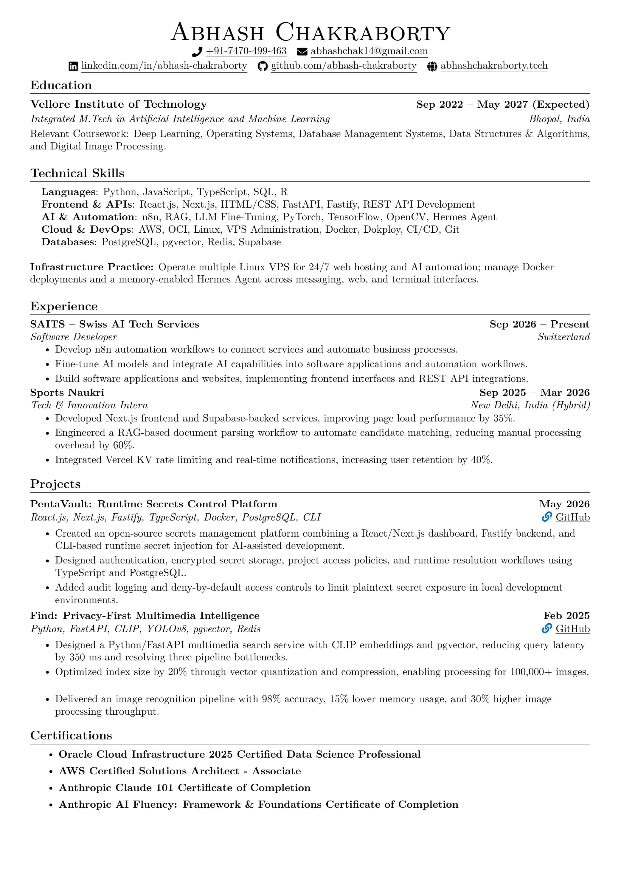 Résumé, page 1